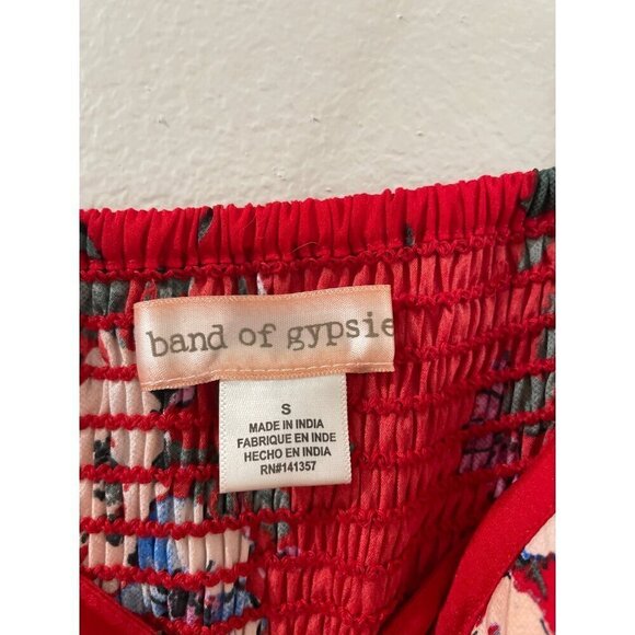 BAND OF GYPSIE WOMENS MAXI RED FLORAL RED DRESS BUSTIER SUMMER SLEEVELESS SIZE S - Picture 4 of 7